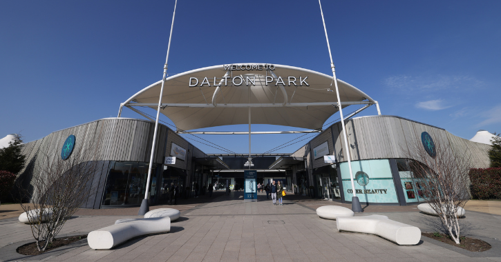 View of the entrance at Dalton Park shopping centre. 